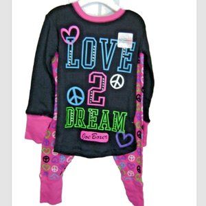 NWT Joe Boxer Girls 2-PCs Pajamas Set LOVE 2 DREAM Love Peace Snugly PJ …